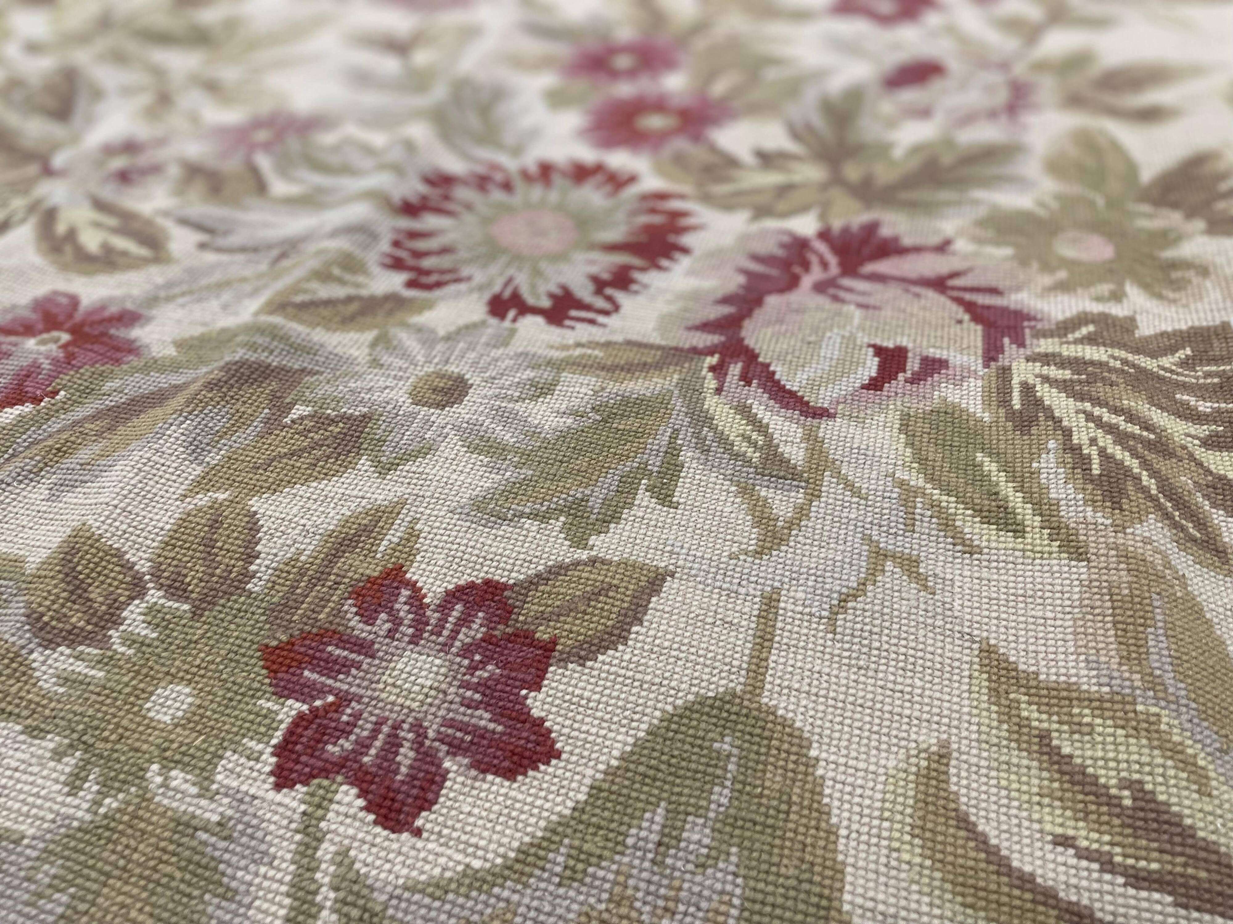 Oversize Aubusson Needlepoint Floral Rug Extra Large Palace Carpet, 414 x 604 cm