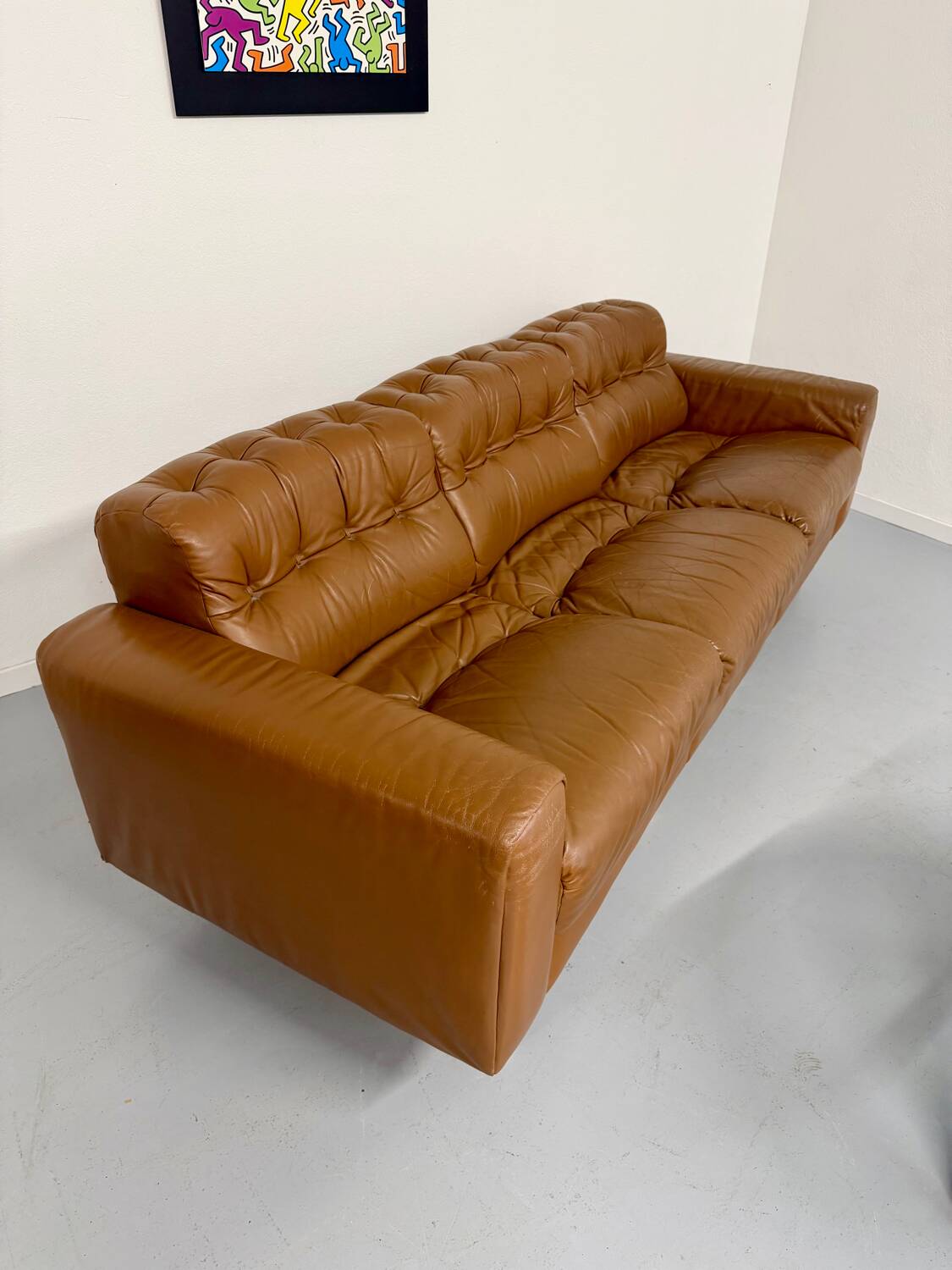 Vintage 1970s De Sede DS-40 camel leather 3-seater sofa