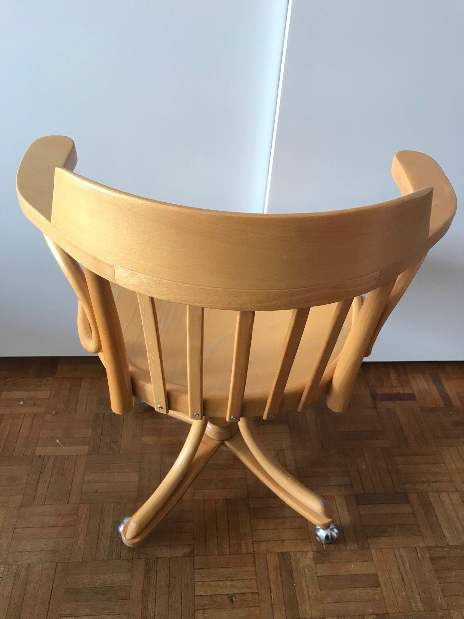 Fauteuil bureau bois Radomsko Zmg Pologne 1950 vintage