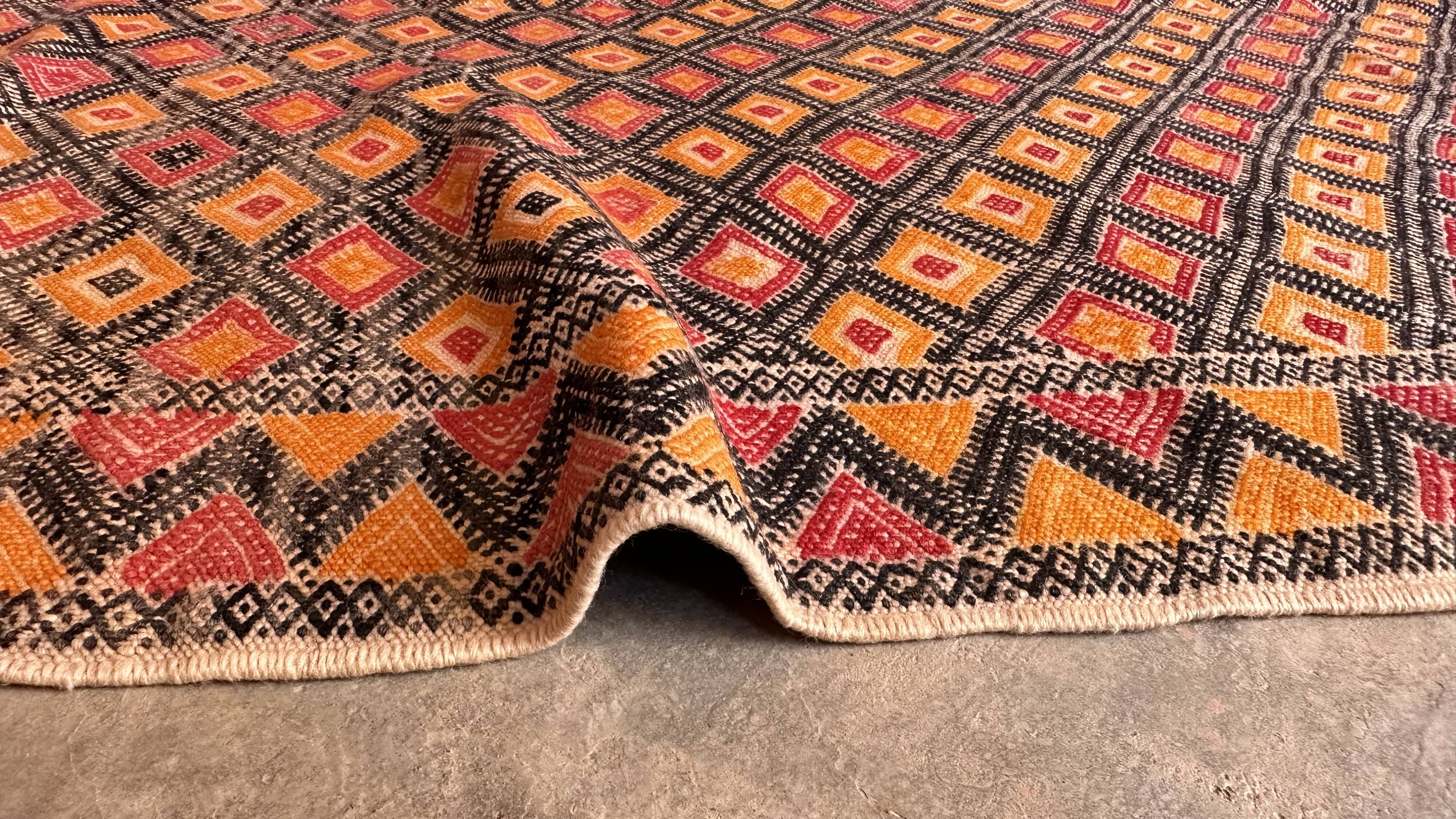 Berber kilim zammour rug - 314 x 158 cm