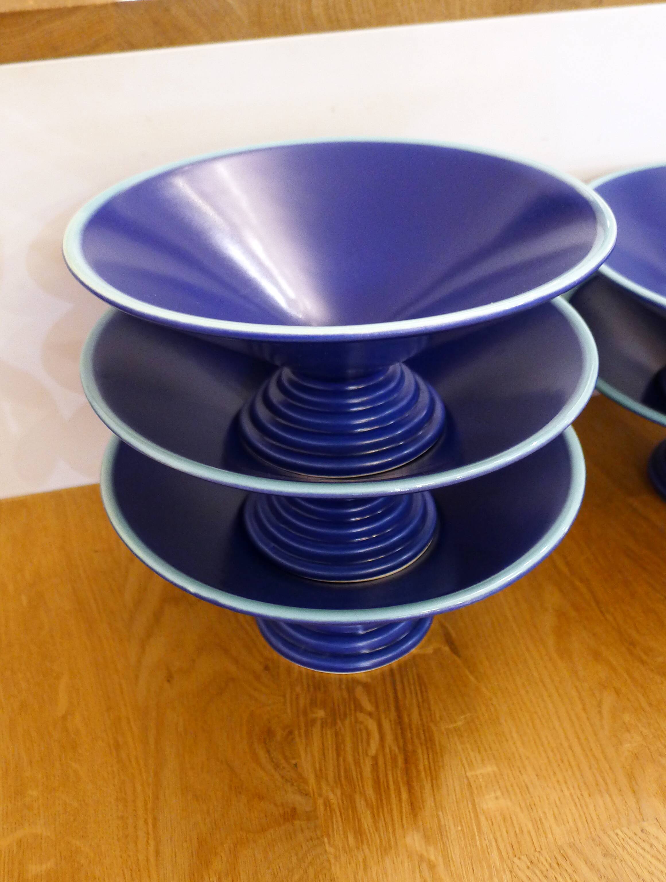 Set of 6 modernist dessert bowls Cobalt