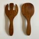 Pair of XXL Scandinavian service cutlery in solid teak 1960