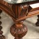 Louis XIII style table desk in oak with marble top
