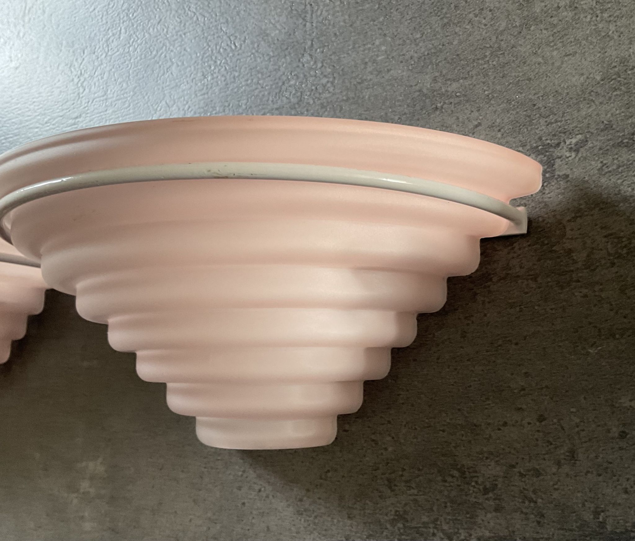 Pair of vintage frosted glass wall lamps 70s-80s
