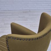 1970s, Danish lounge chair, original green furniture wool, oak wood.
