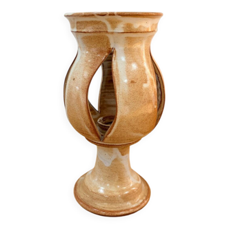 Vintage 1970s stoneware candle holder lantern