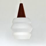 Scandinavian opaline pendant light by Louis Kalff for Philips