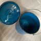 Enamelled blue bucket