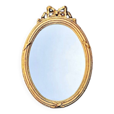 Antique oval wall mirror in gilded resin – Louis XVI knot –