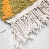 Moroccan Berber carpet Beni Ouarain gray green with yellow patterns 2.55x1.52m