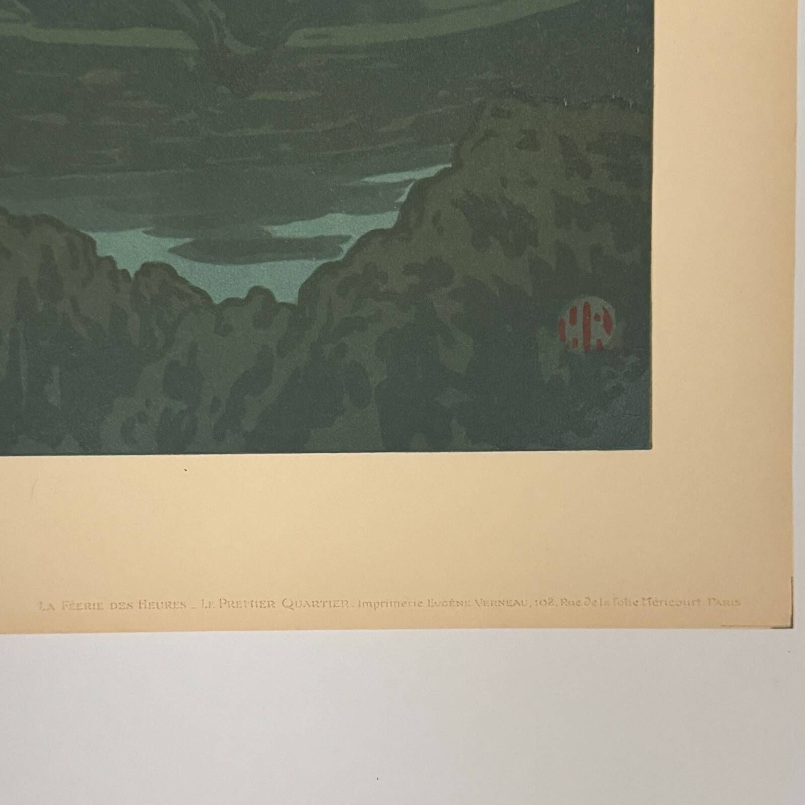 Lithographie par Henri Rivière La Féérie des Heures Le Premier Quartier