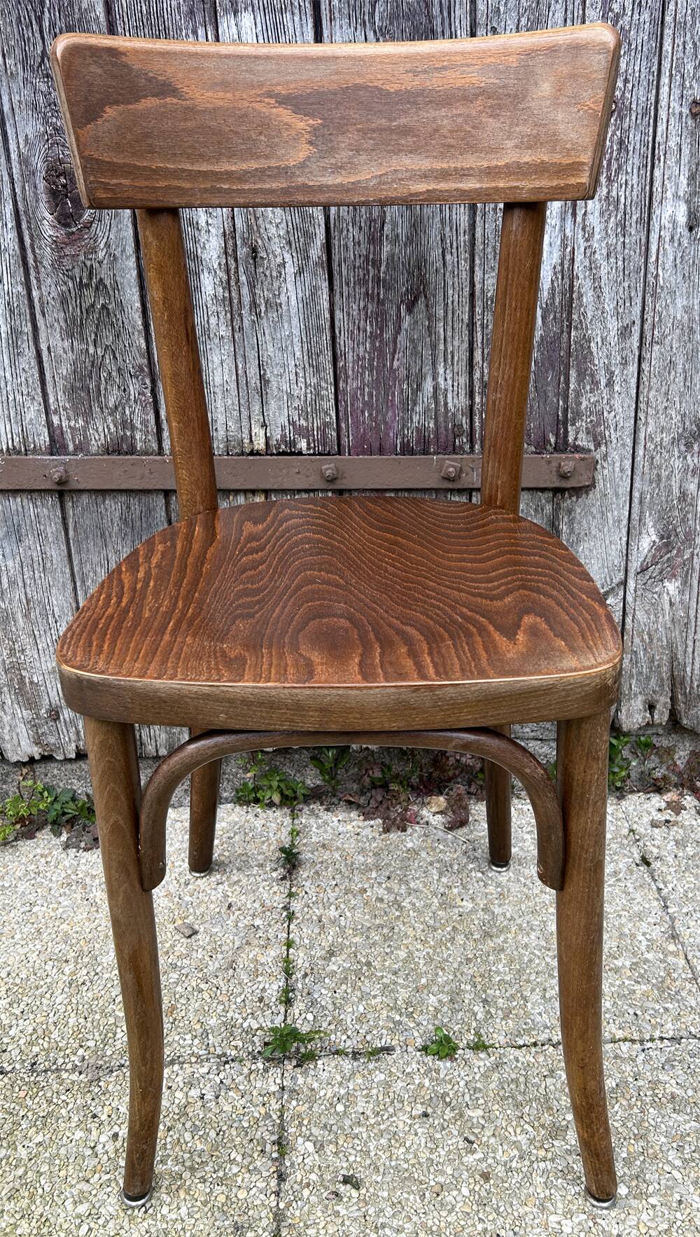 Set of 8 vintage bistro chairs, 50s, 60s, dark oak.