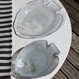 Vintage fish set, Arcoroc France (9 pieces)