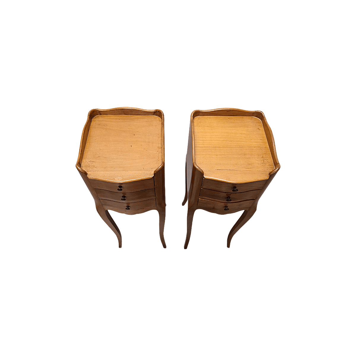 Cherry Wood Bedside Tables In Louis XV Style, 1960/70s