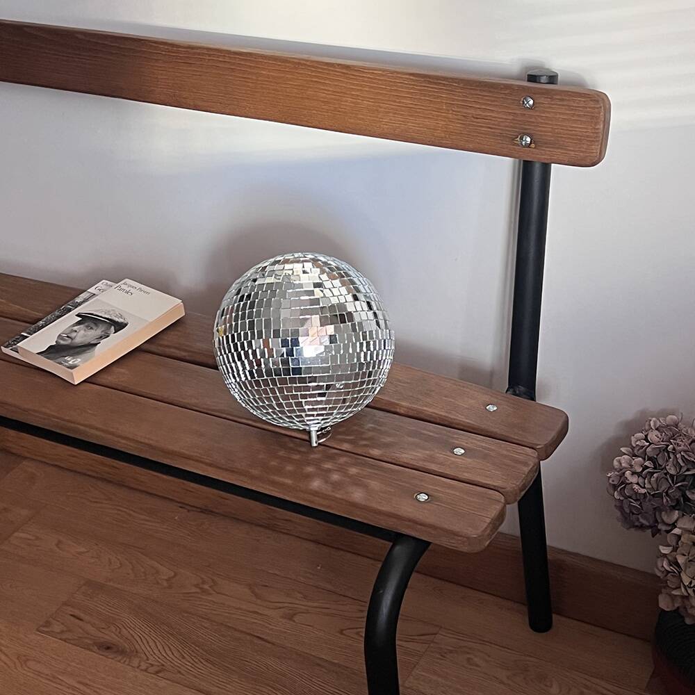 Vintage school bench with backrest