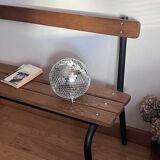 Vintage school bench with backrest