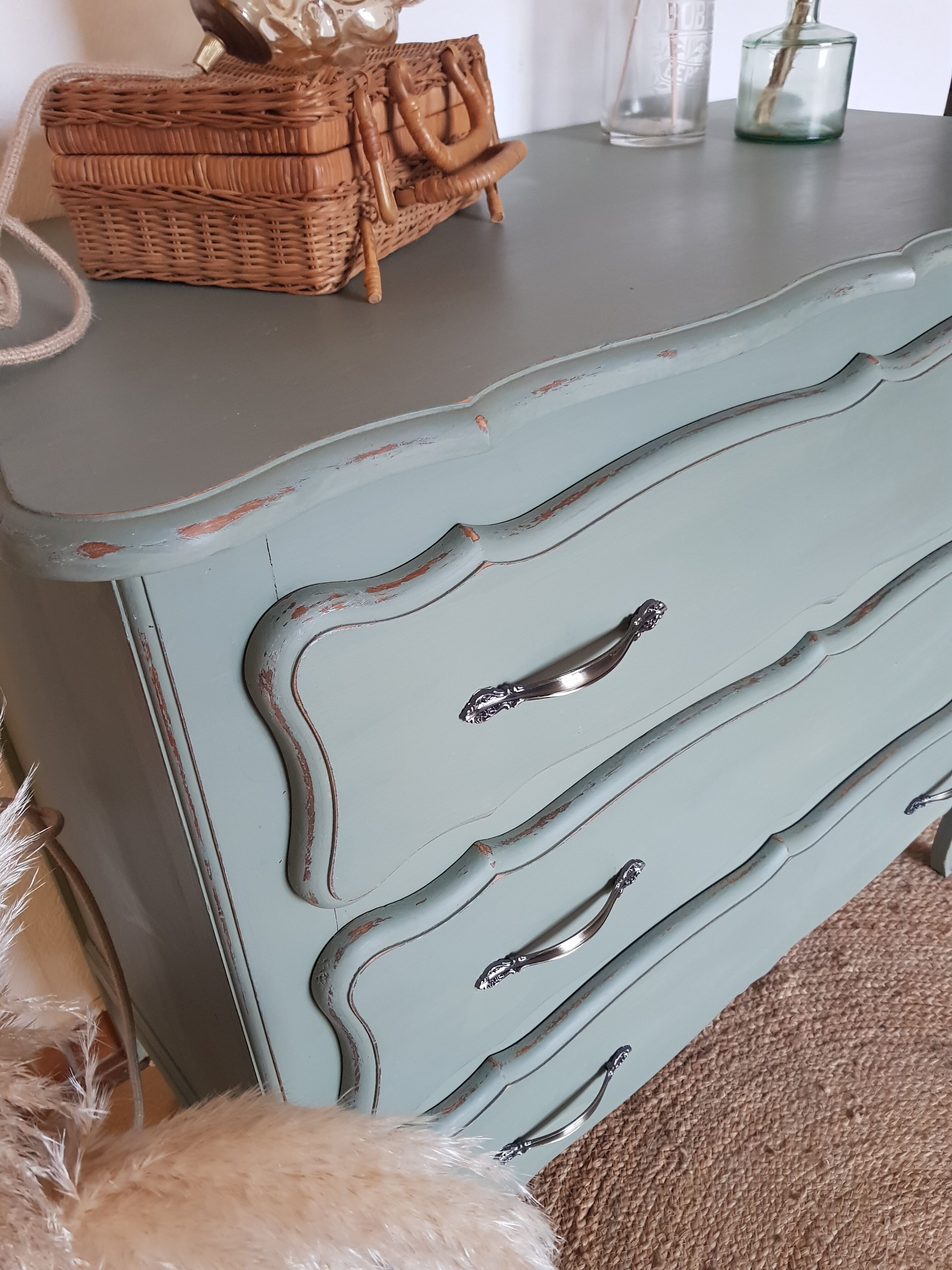 Sage green chest of drawers