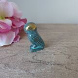Miniature Chouette Grecque en Laiton Bleue et Dorée, Miniature Chouette de la Sagesse