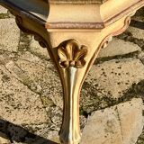 Coffee table/display cabinet in painted polychrome wood.