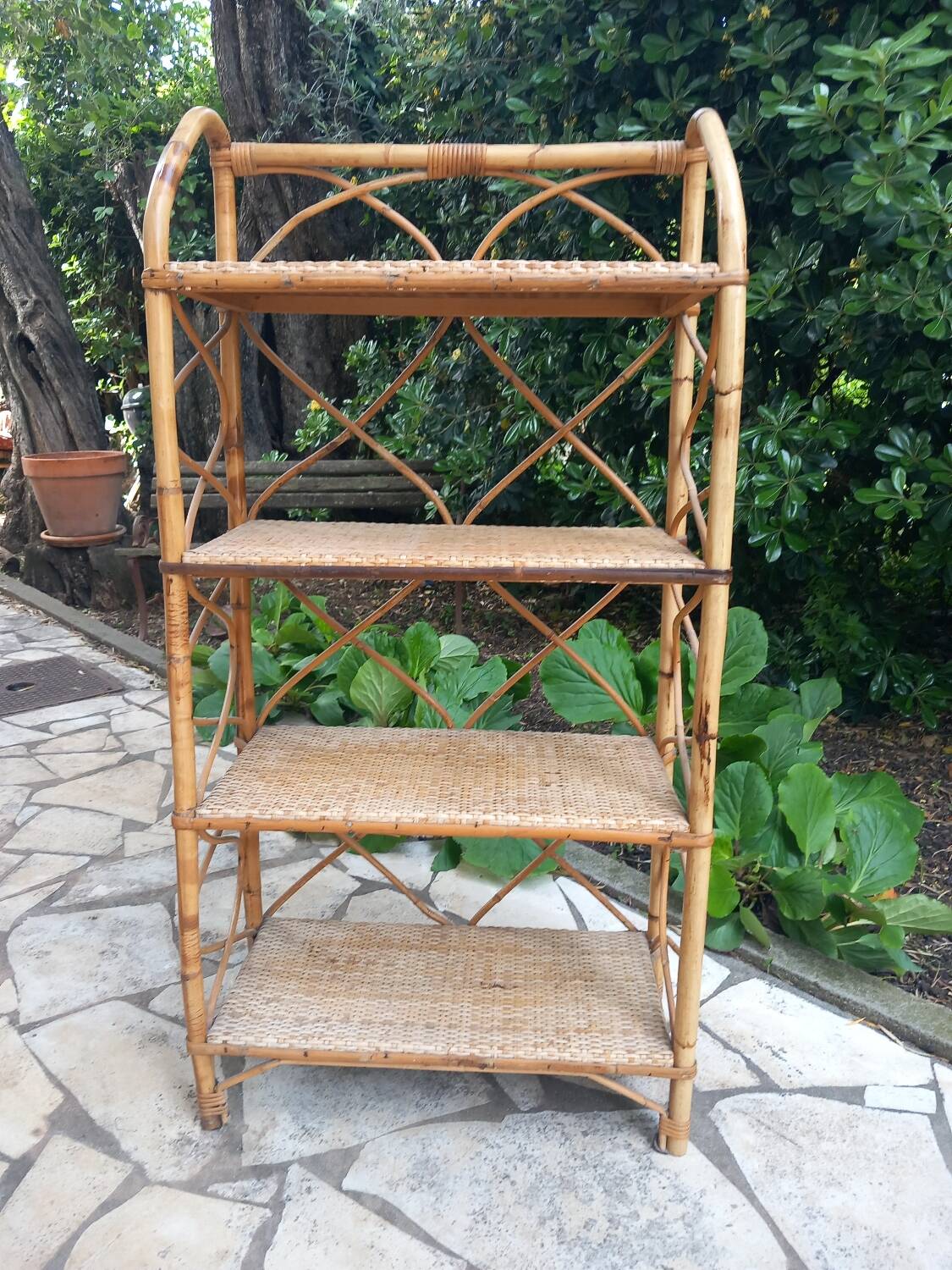 Rattan shelf