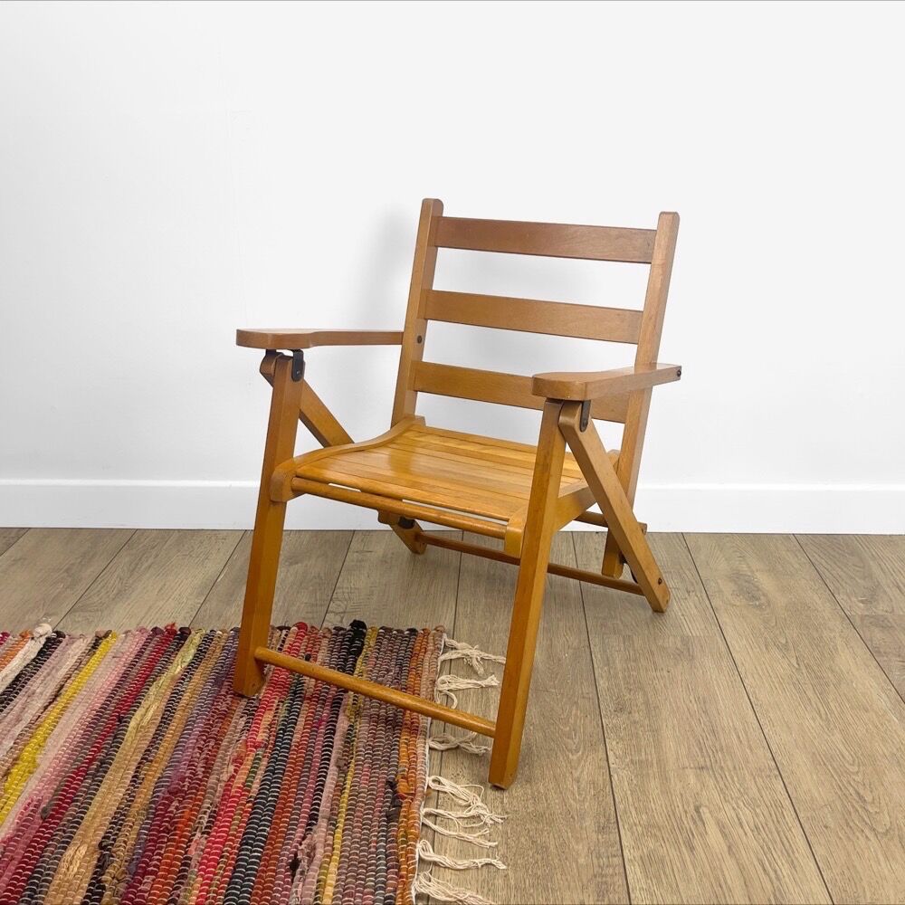 Foldable wooden armchair for child 60s
