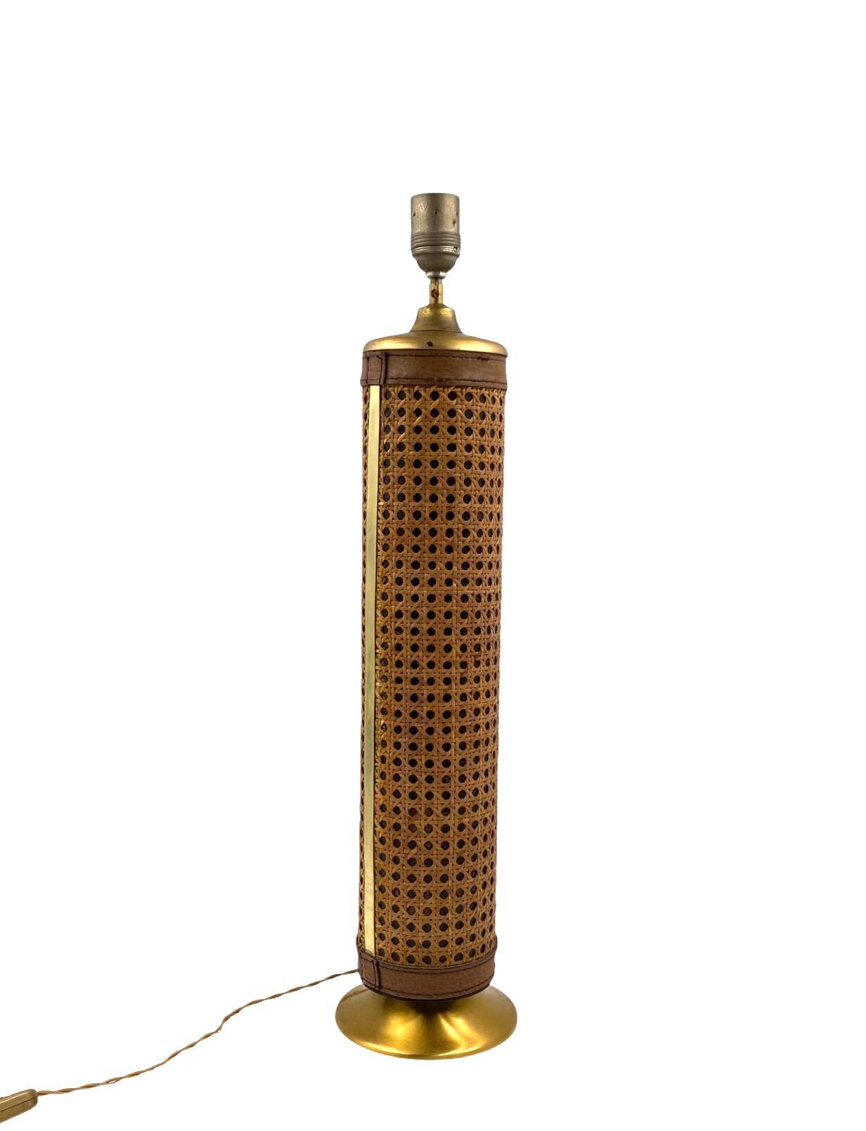 Hollywood regency brass and Vienna straw lamp base, Italy 1970's