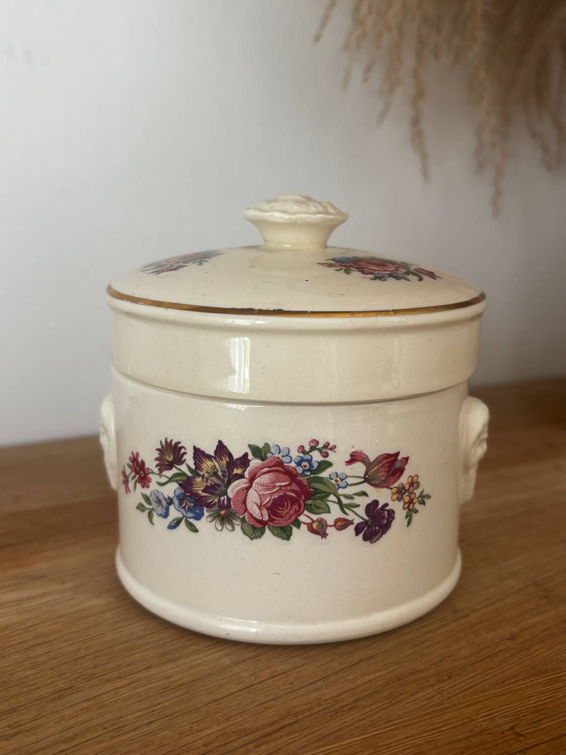 Vintage small candy jar floral pattern Sarreguemines