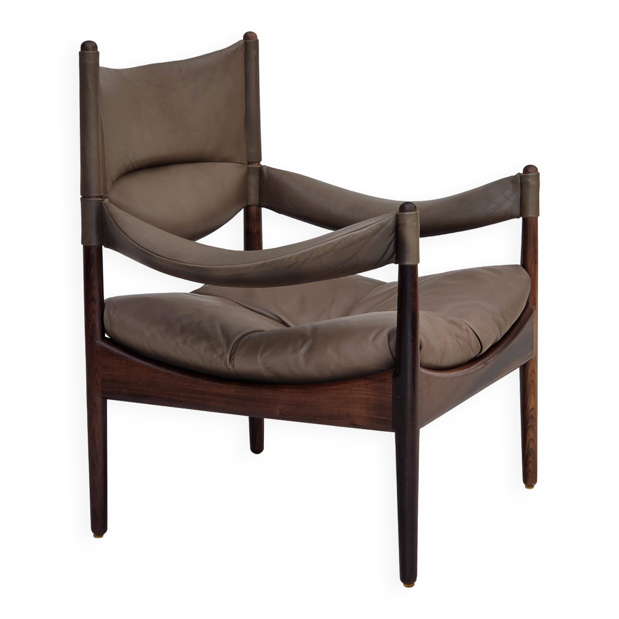 Années 1970, design danois par Kristian Vedel, fauteuil à dossier haut modèle "Modus".