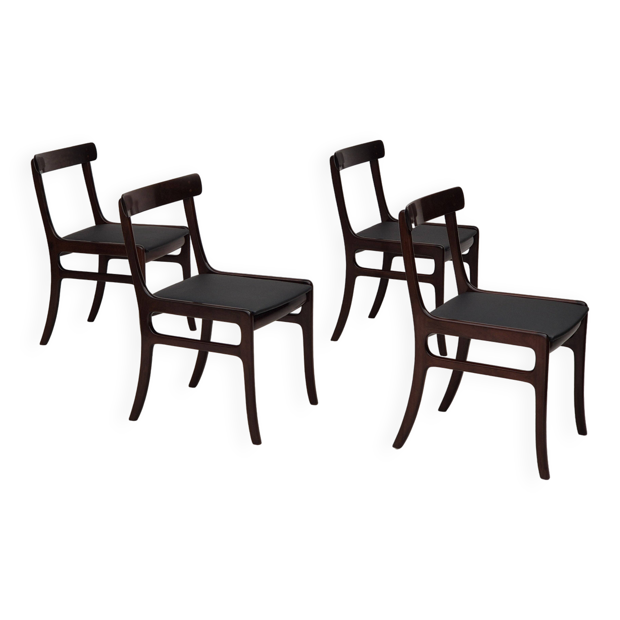 1960s, Danish design by Ole Wanscher, set of 4 Danish dinning chairs, mahogany wood, reupholstered.