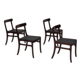 1960s, Danish design by Ole Wanscher, set of 4 Danish dinning chairs, mahogany wood, reupholstered.