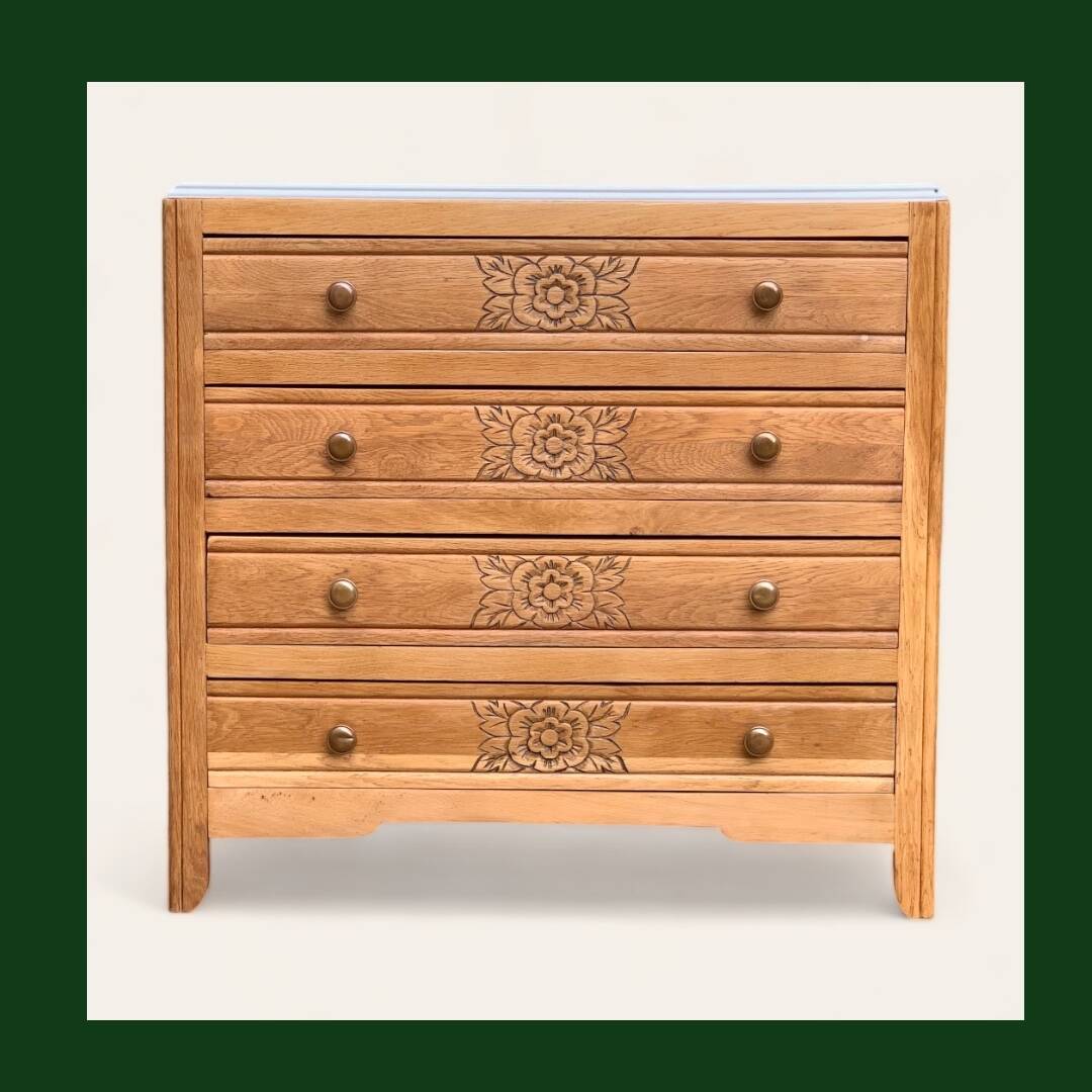 Art deco raw oak chest of drawers 1930