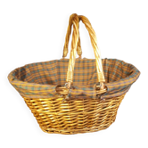 Wicker basket and fabric