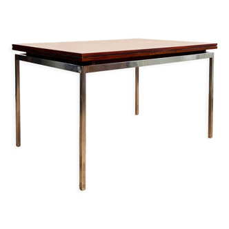 Table à manger minimaliste extensible en palissandre du milieu du siècle avec base chromée par Lübke, Allemagne, années 1960