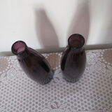 Purple glass vase duo