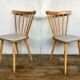 Pair of vintage white leatherette bistro chairs from the 1960s