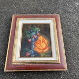 Still life with strawberries – Oil on canvas signed cecile m