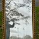 Large antique gilded mirror, wood and stucco gadroons, partially de-mercury