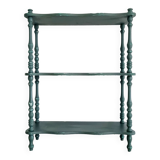 Etagère ancienne bois tourné rénovée verte