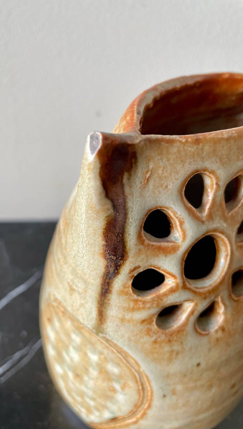 Vintage owl ceramic vase