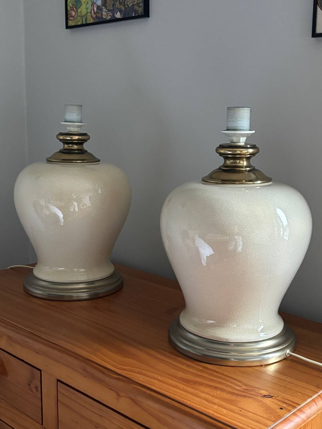 Pieds de lampe en céramique craquelée
