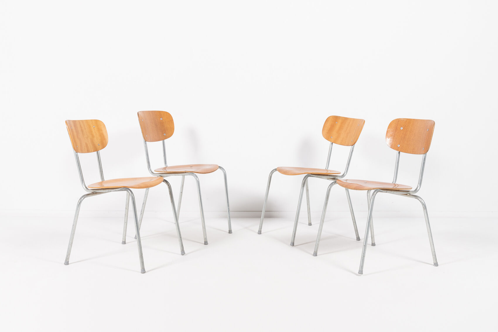 Set of 4 Danish school chairs from the 1960s