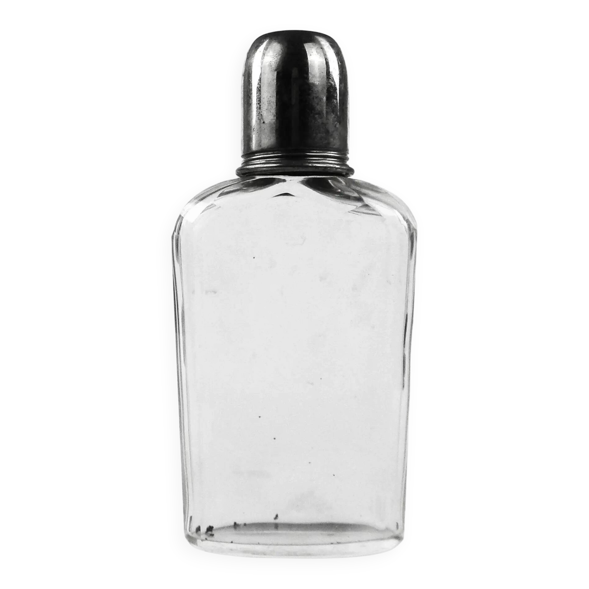 Art Deco hip flask, crystal, France, 1930s