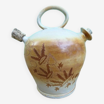 Old glazed terracotta jar with cork stoppers - 19th century (rare)