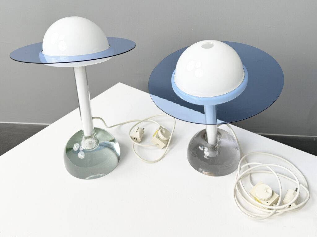Pair of "Plutone" glass table lamps, model 2701, by Daniela Puppa for Fontana Arte, Italy, 1981