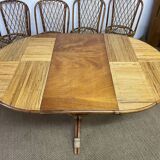 Set of table and 4 chairs in bamboo and rattan, 1960
