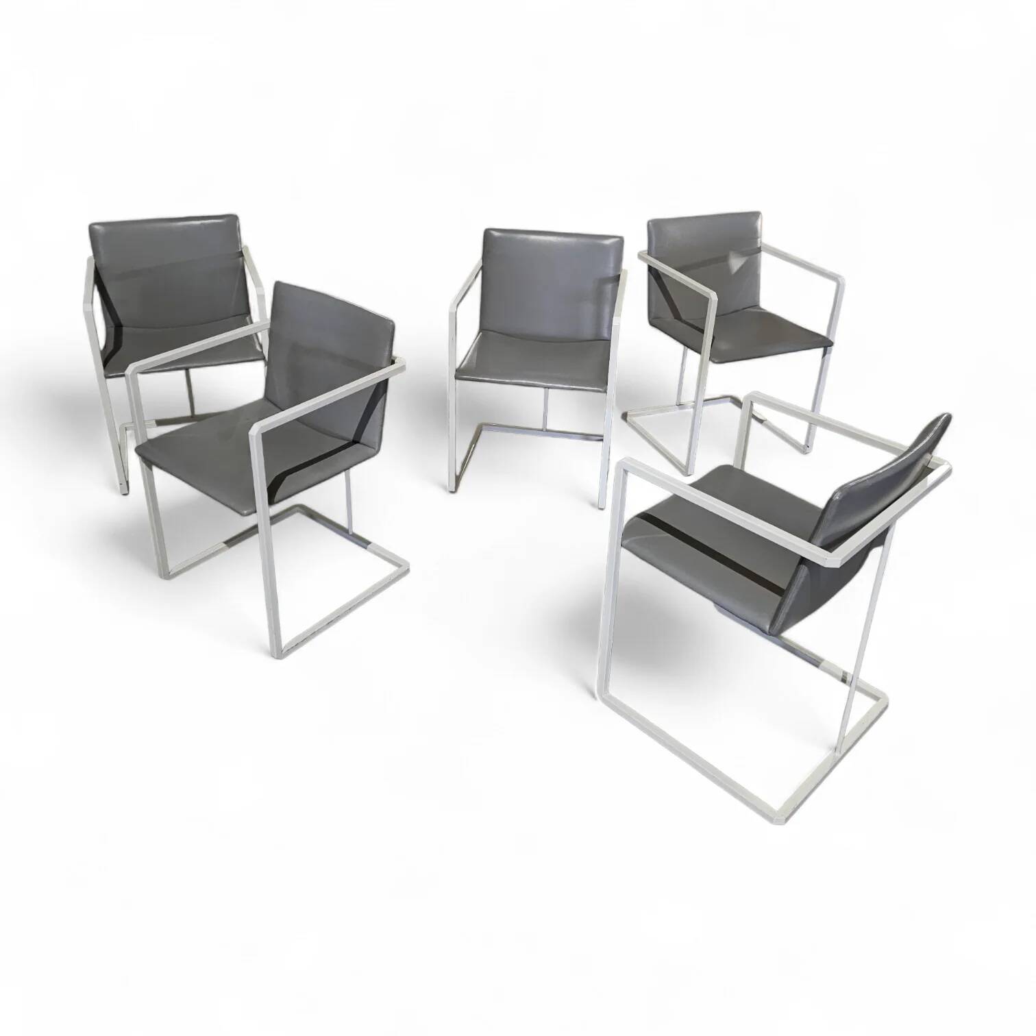 4 x Pierre Mazairac & Karel Boonzaaijer, Hennie de Jong int, grey fabric, white steel, 1970s