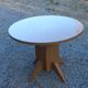 1950s round oak table, 2 heights, central quadripod leg