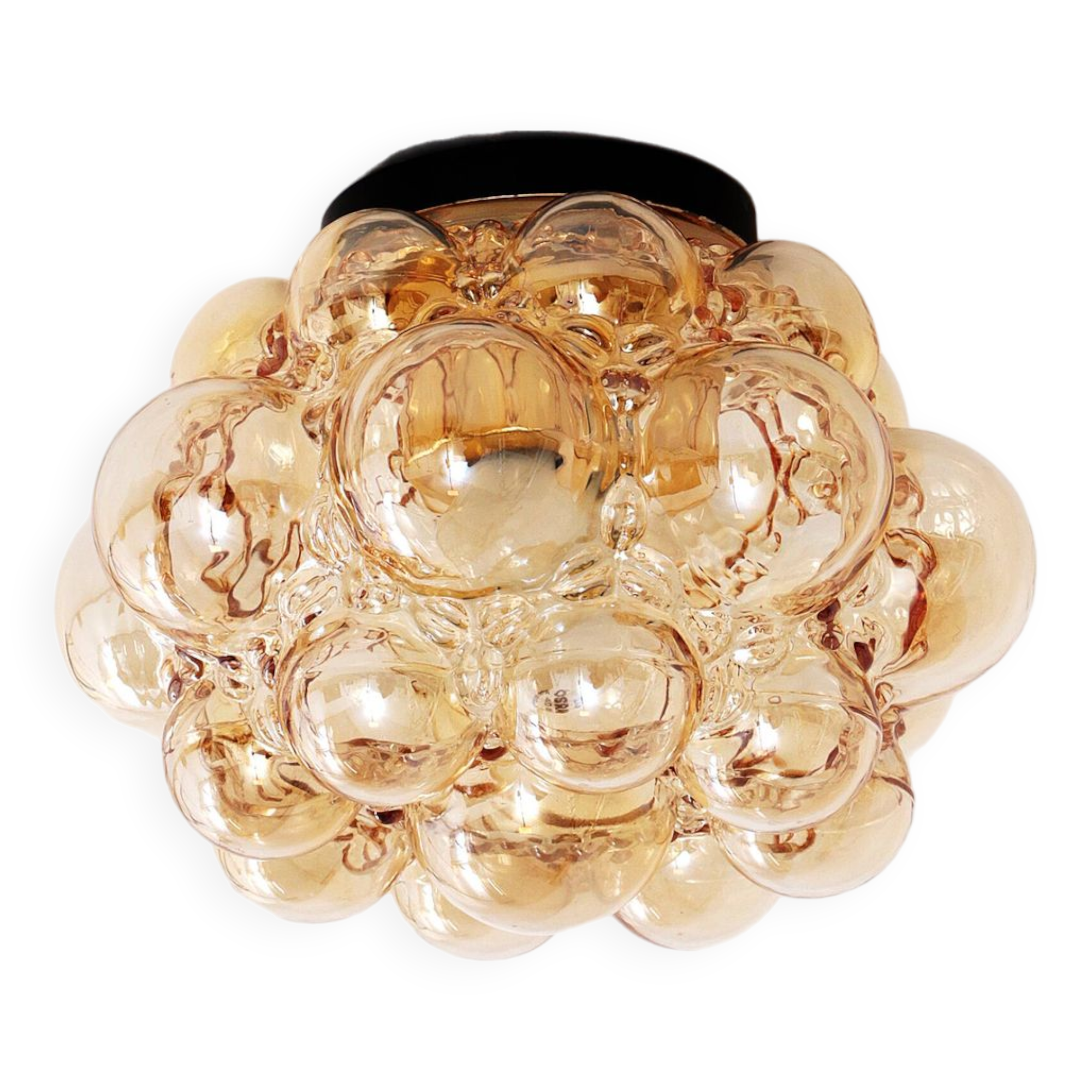 Lampe vintage en verre bulle ambré Helena Tynell, 1960