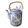 Japanese fine porcelain teapot, Geisha/cherry blossom patterns, Bamboo imitation handle