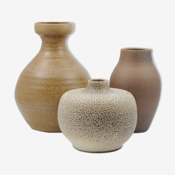 Brown glazed mid - century ceramic vases from germany, set of 3